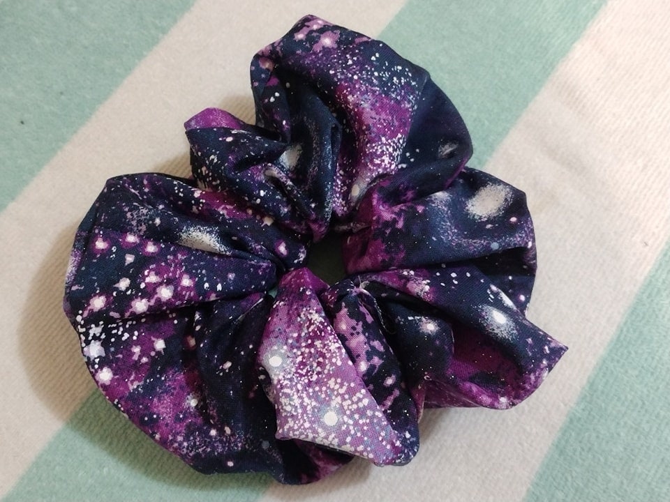 Galaxy Pattern Glitter Scrunchie