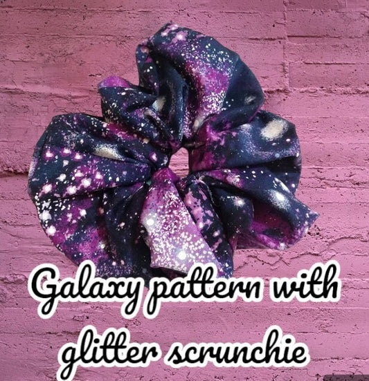 Galaxy Pattern Glitter Scrunchie